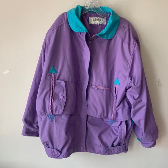 Vintage 90s Lifestyles Purple and Teal Grandma Jacket Size Medium - Picture 2 of 7